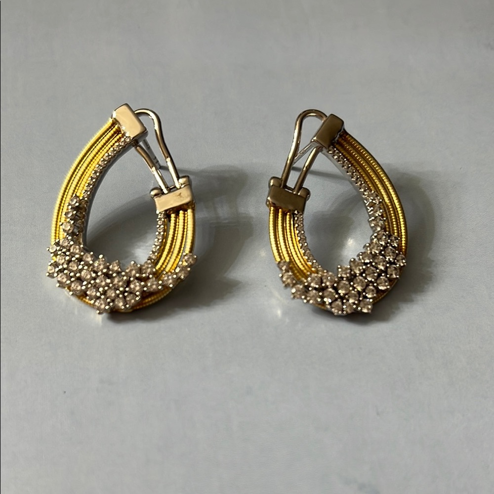 Elegant Gold and Silver Teardrop Earrings